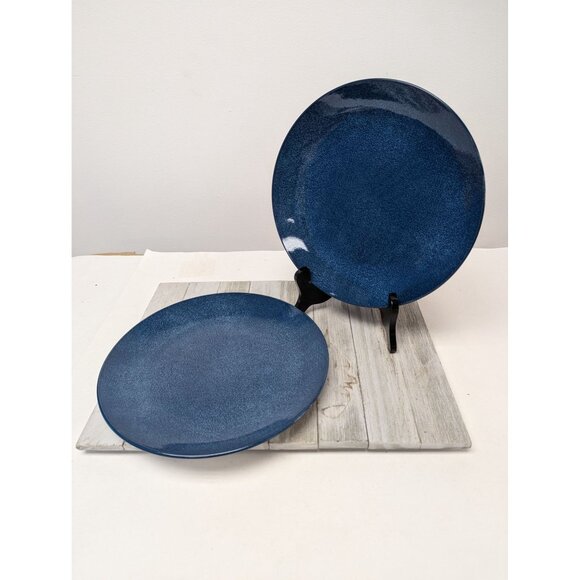 Royal Norfolk Blue Speckled Set Of 2 Dinner Plates 10 5/8" - Picture 1 of 9